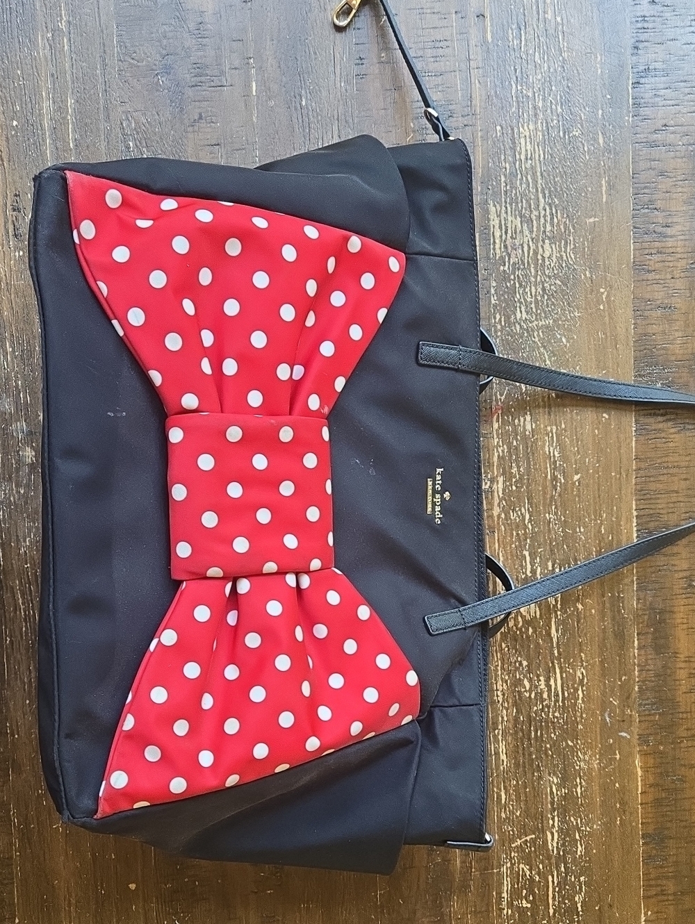kate spade Minnie Mouse Diaper Bag with Red Polka Dot Bow Accent